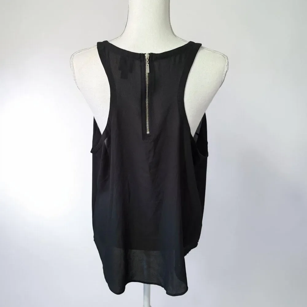 2B Bebe Y2K Black Semi Sheer V-Neck Tank Sz 2X READ - Picture 3 of 9